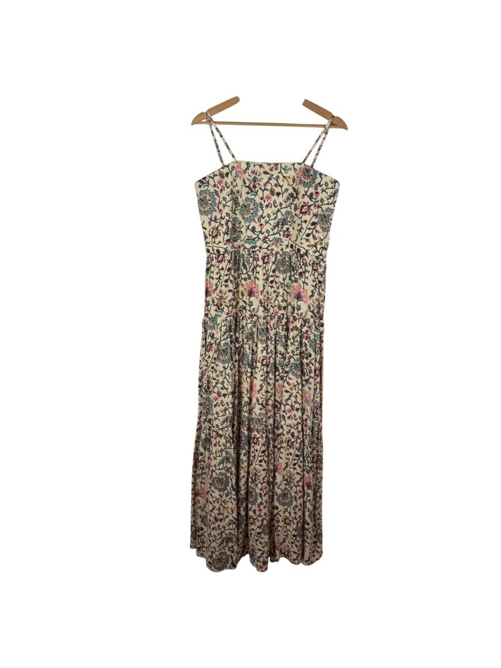 RAGA Cream Floral Maxi Dress with Teal & Pink Accents